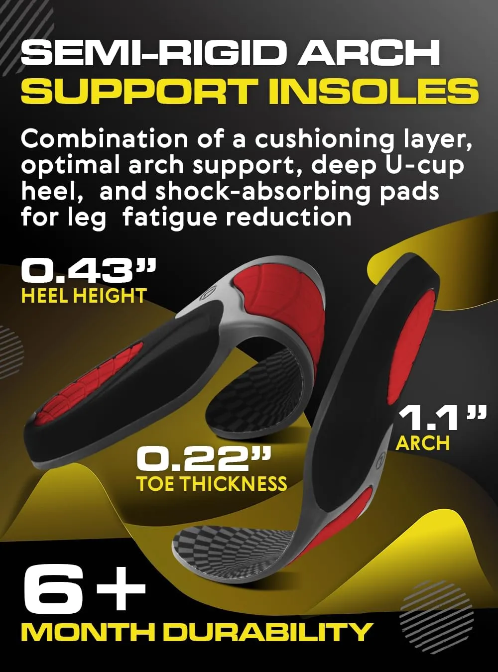 2 Packs of Work Orthotic Insoles - Anti Fatigue Medium Arch Support Shoe Insert Men Women - for Plantar Fasciitis Flat Feet Leg - Relieve Foot Pain - Work Boot Insoles for Standing All Day (Gray, M)