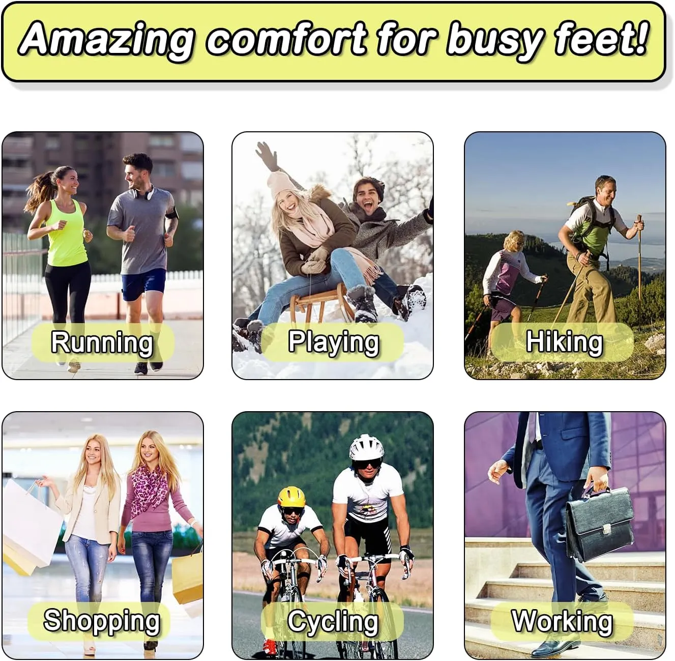 2 Pair Memory Foam Insoles for Men and Women Shoe Inserts for Boots, Work Shoes, Running, Hiking, Sneaker, Cushion Inner Soles Womens Shoes Insoles Plantar Fasciitis Insoles Black US 11M