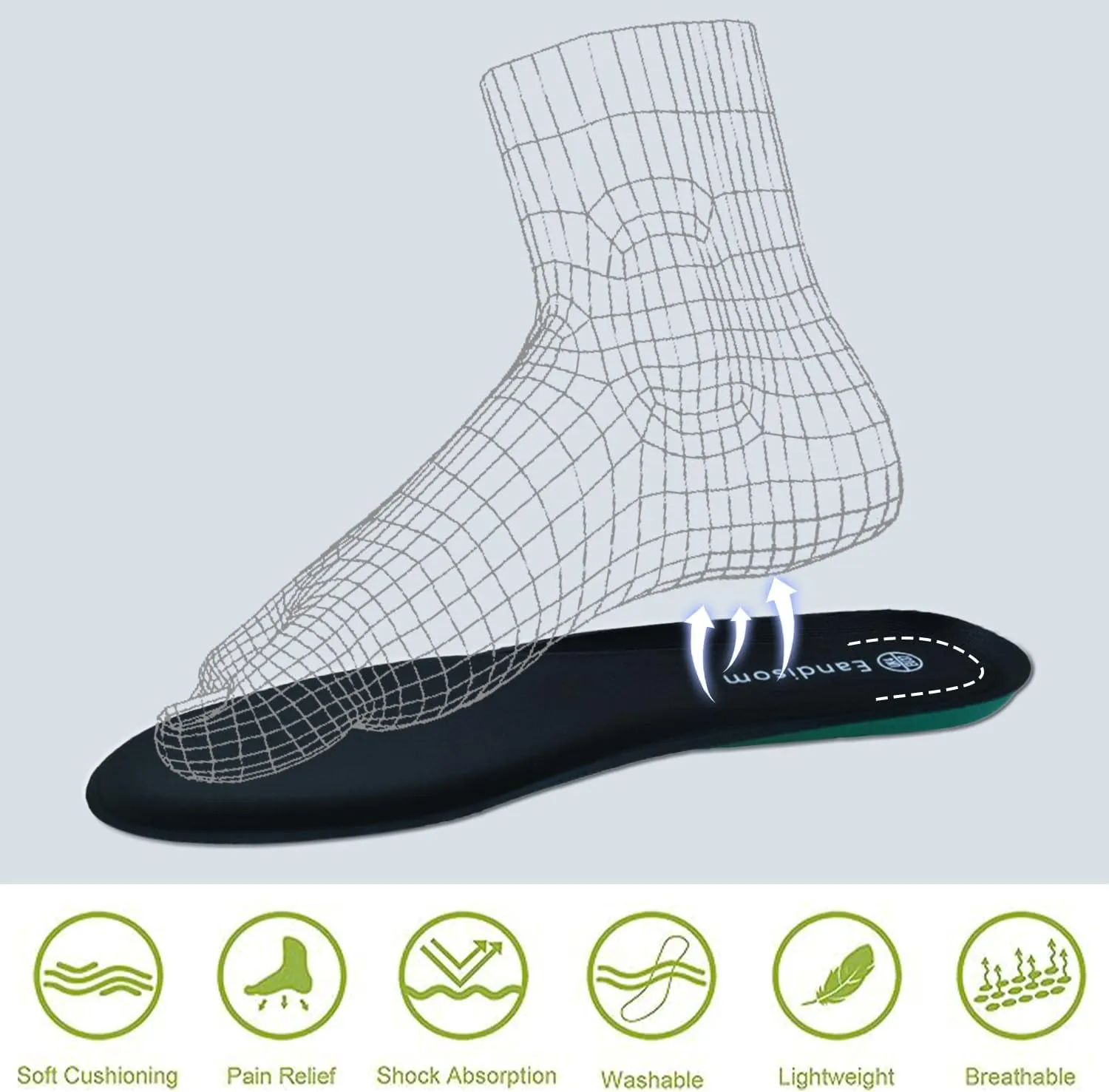 2 Pair Memory Foam Insoles for Men and Women Shoe Inserts for Boots, Work Shoes, Running, Hiking, Sneaker, Cushion Inner Soles Womens Shoes Insoles Plantar Fasciitis Insoles Black US 11M