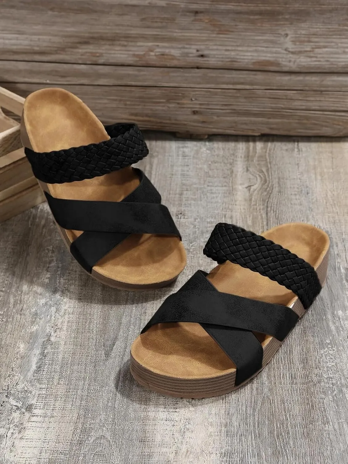 2025 Women'S Platform Sandals Flat Shoes Fashion Casual Hollow Open Toe Comfortable and Lightweight Outdoor Slippers