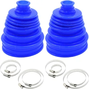 2Pcs Silicone CV Joint Boot Kit, Universal Automotive CV Boots, 5 Inch 125-130 mm Height Constant Velocity Joint Boots Set with Stainless Steel Clamps (Blue)