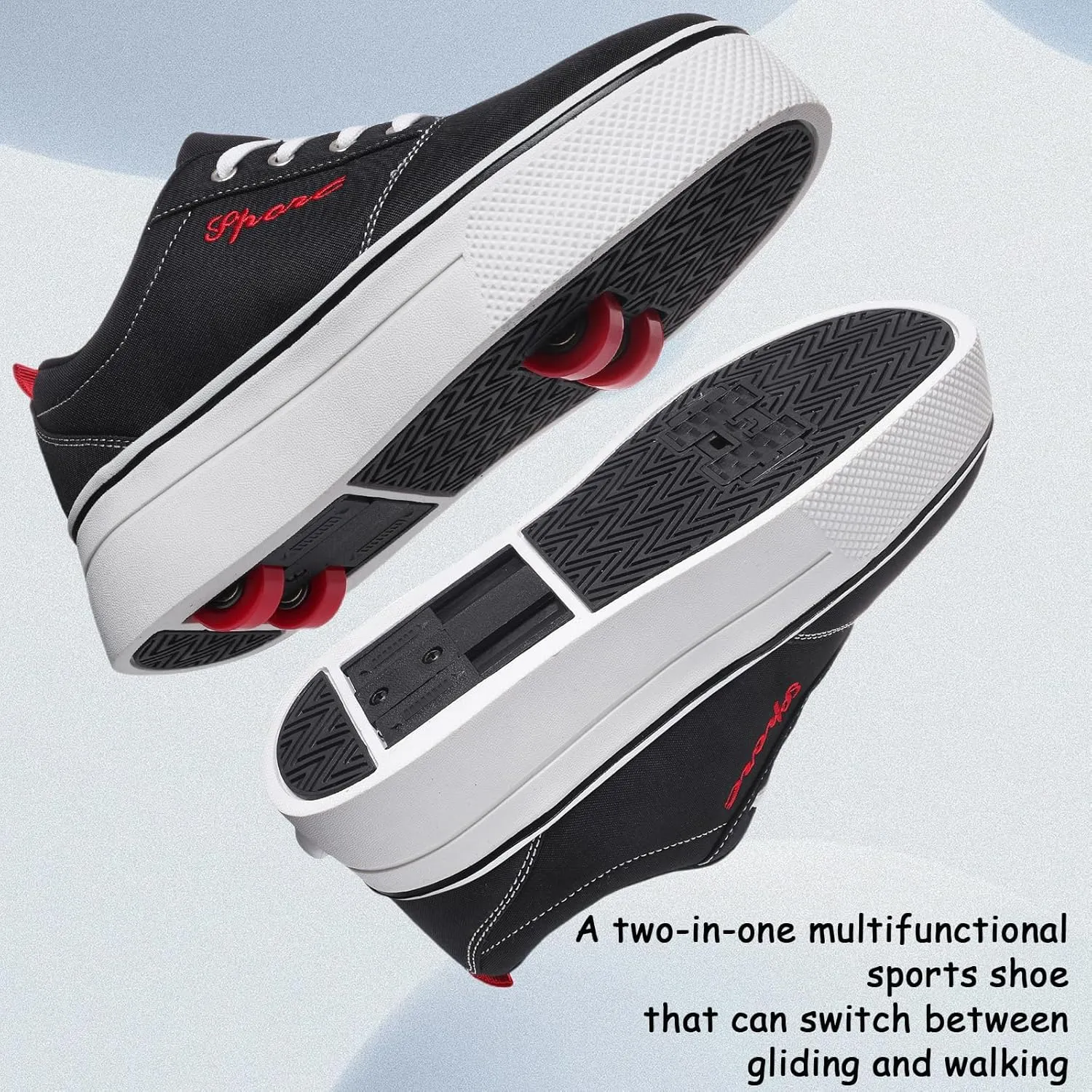 4-Wheel Children's Roller Shoes with Removable Wheels and Breathable Mesh - Outdoor Durable Skateboarding Sneakers Suitable for Boys and Girls