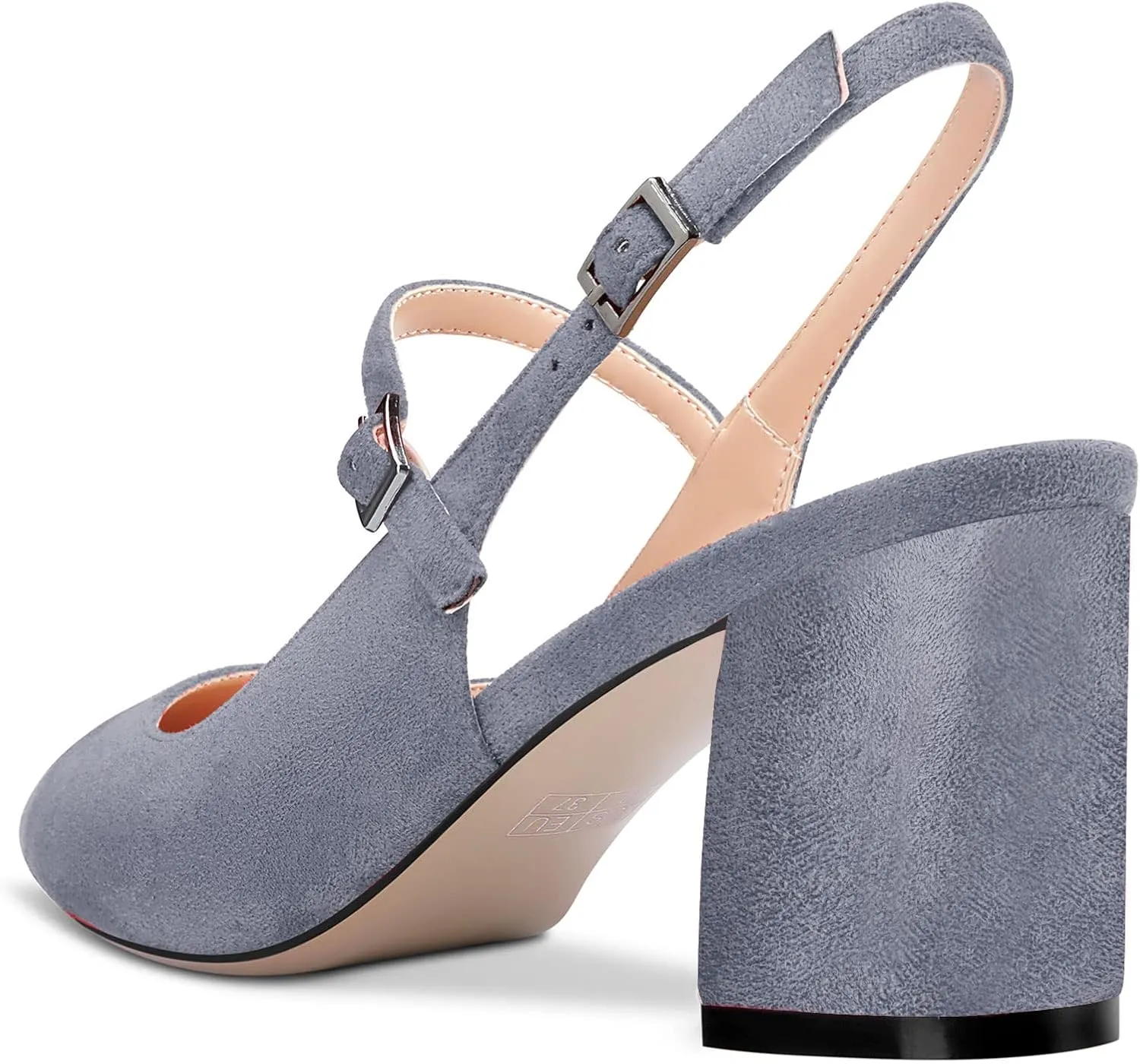 Aachcol Women Pumps Pointed Toe Ankle Strap Mary Jane Slingback Chunky Block Mid Heel Dress Shoes Suede Office Wedding Shopping 2.6 Inches