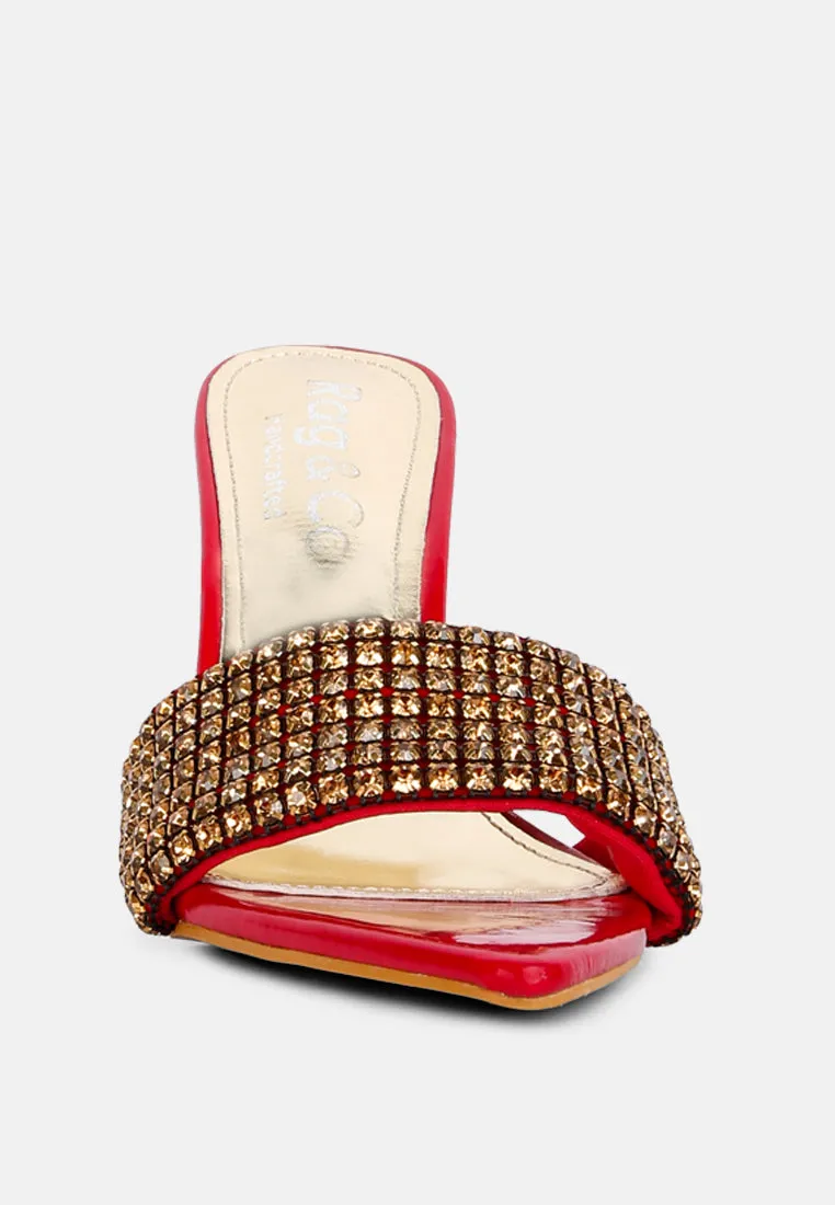 Adina Diamante Embellished Slip On Sandals By Ruw