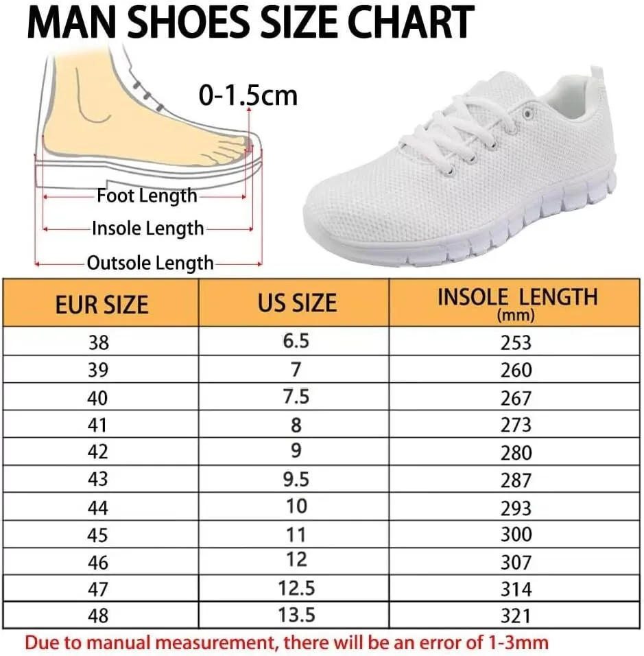 AmzPrint Womens Mens White Sole Walking Shoes for Women Fashion Sneakers Comfortable Casual Sneakers Size 5.5-13.5