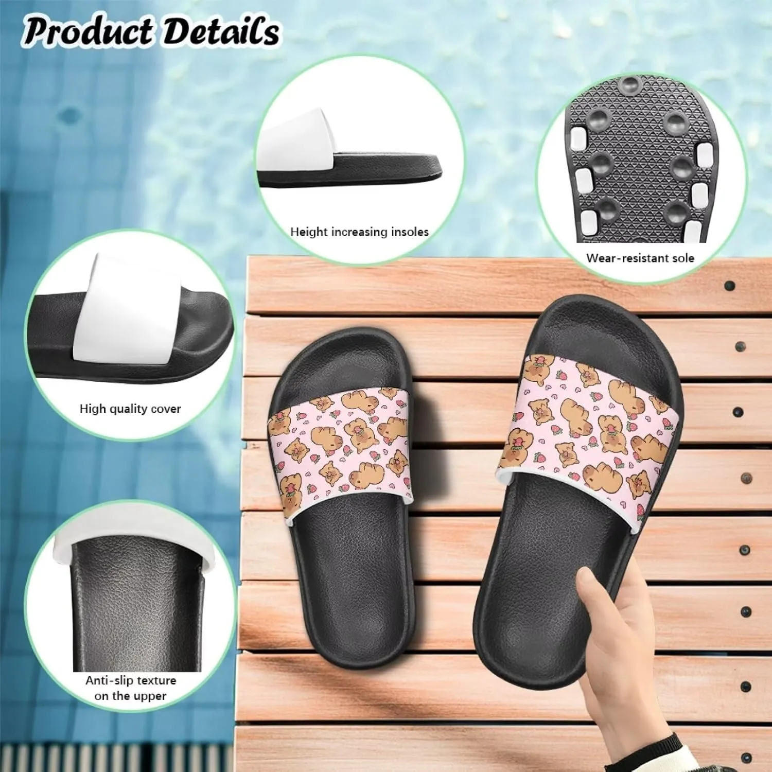 Animal Pattern Sandals House Slides Children's Cozy Pillow Slippers Soft Non-Slip for Beach Pool Bathroom