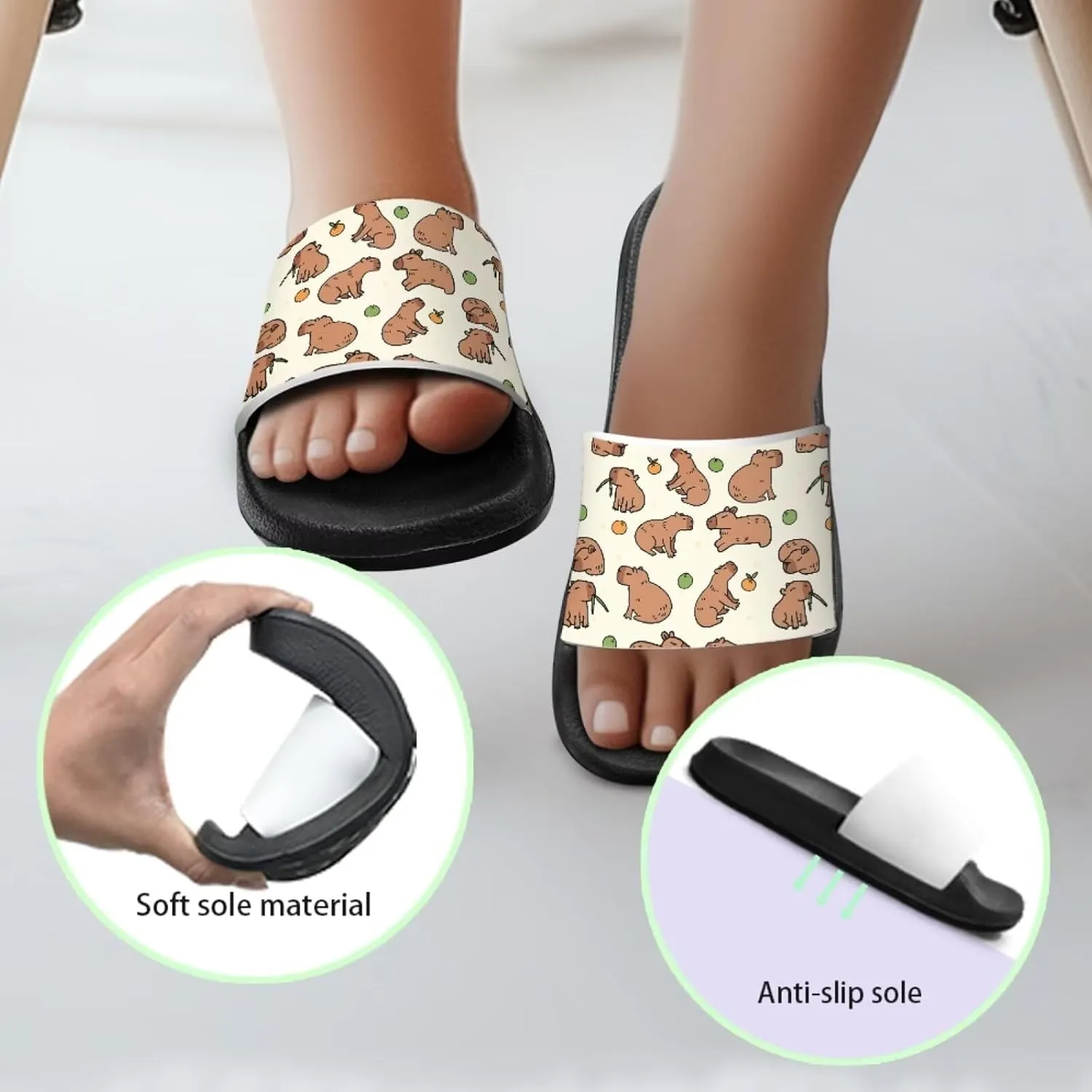 Animal Pattern Sandals House Slides Children's Cozy Pillow Slippers Soft Non-Slip for Beach Pool Bathroom