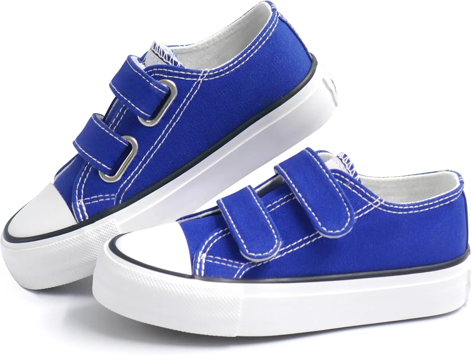 ANTLULU Boys and Girls Canvas Shoes Dual Adjustable Hook and Loop Classic Low Top Kids Sneakers
