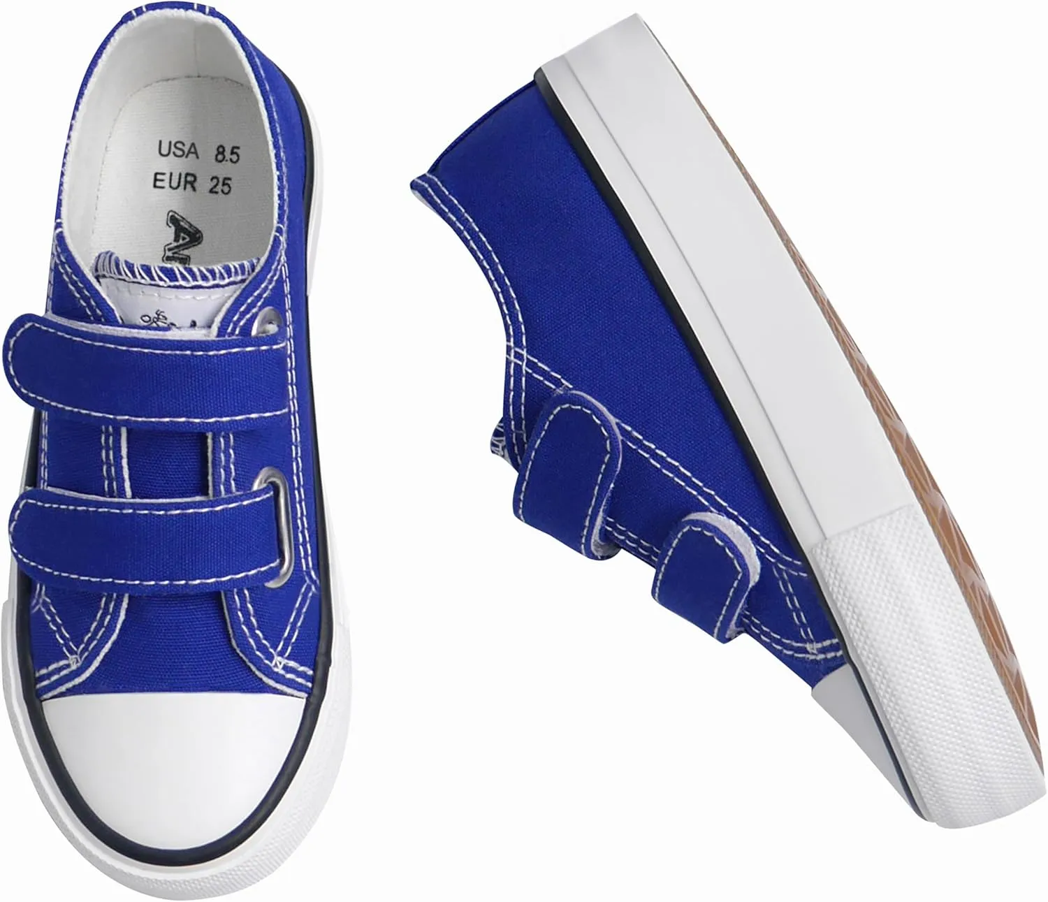 ANTLULU Boys and Girls Canvas Shoes Dual Adjustable Hook and Loop Classic Low Top Kids Sneakers