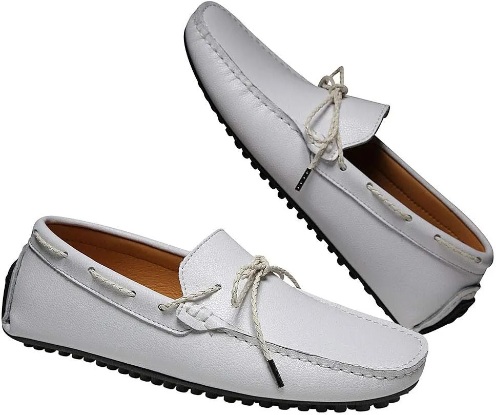 ANUFER Mens Faux Leather Stylish Moccasin Slippers Penny Loafers