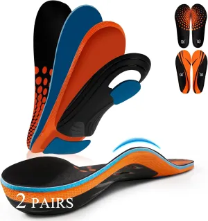AOTENG STAR Plantar Fasciitis Insoles, High Arch Support Insoles for Plantar Fasciitis Relief Orthotic Shoe Insoles, 240 lbs Heavy Duty Shoe Inserts(Men 5.5-6 / Women 6.5-7(235mm), Orange)