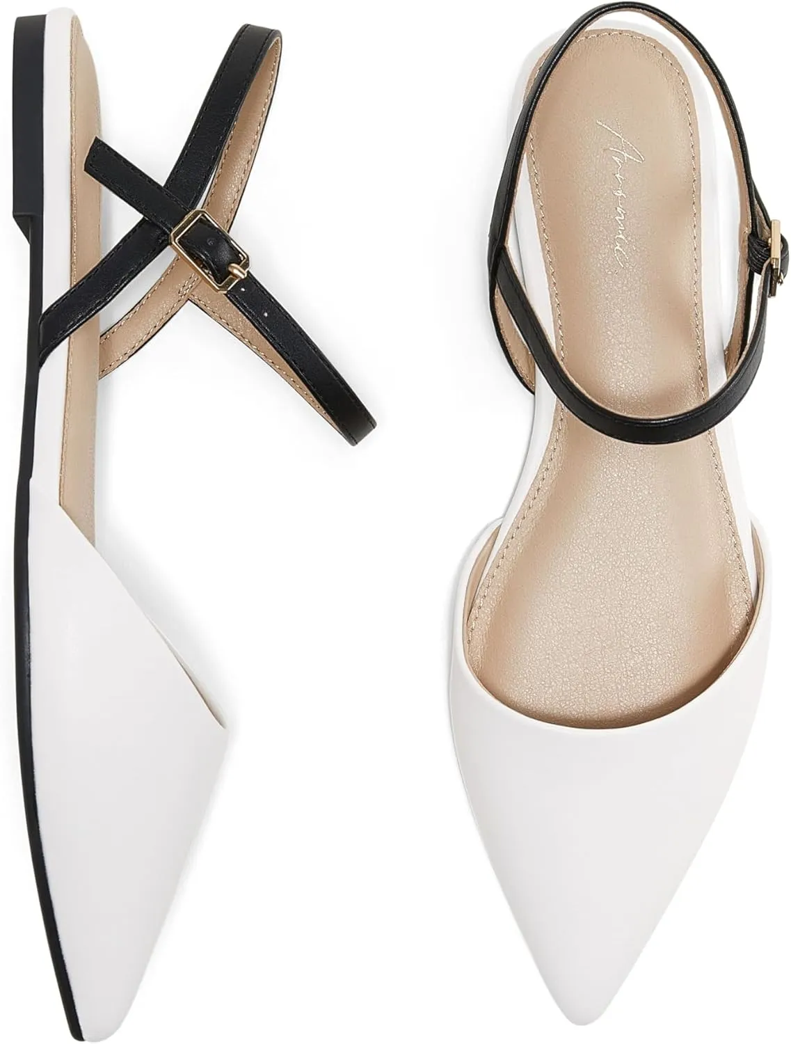 Arromic Women‘s Pointed Toe Slingback Flats Shoes for Work Office Casual Dress
