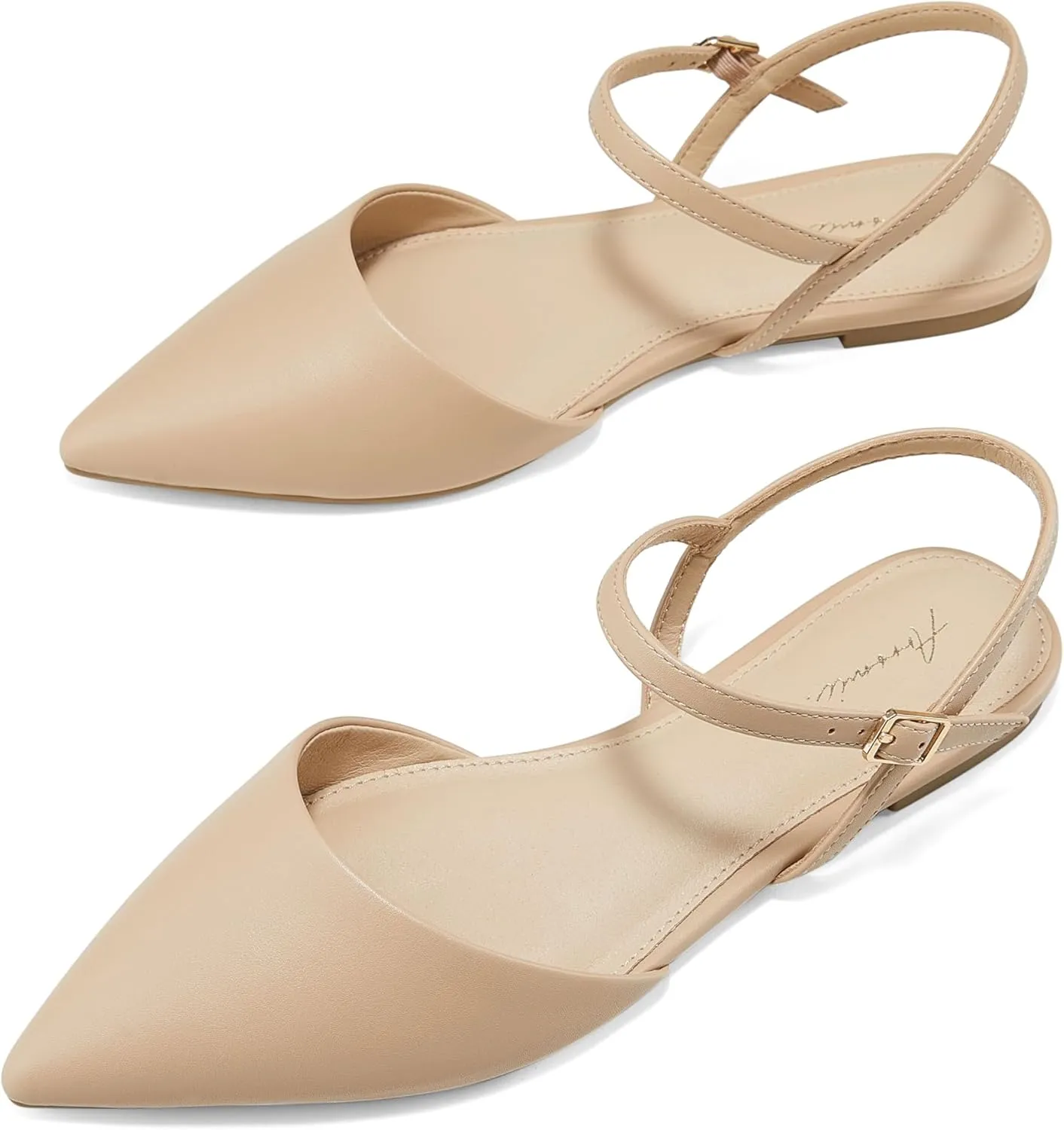 Arromic Women‘s Pointed Toe Slingback Flats Shoes for Work Office Casual Dress