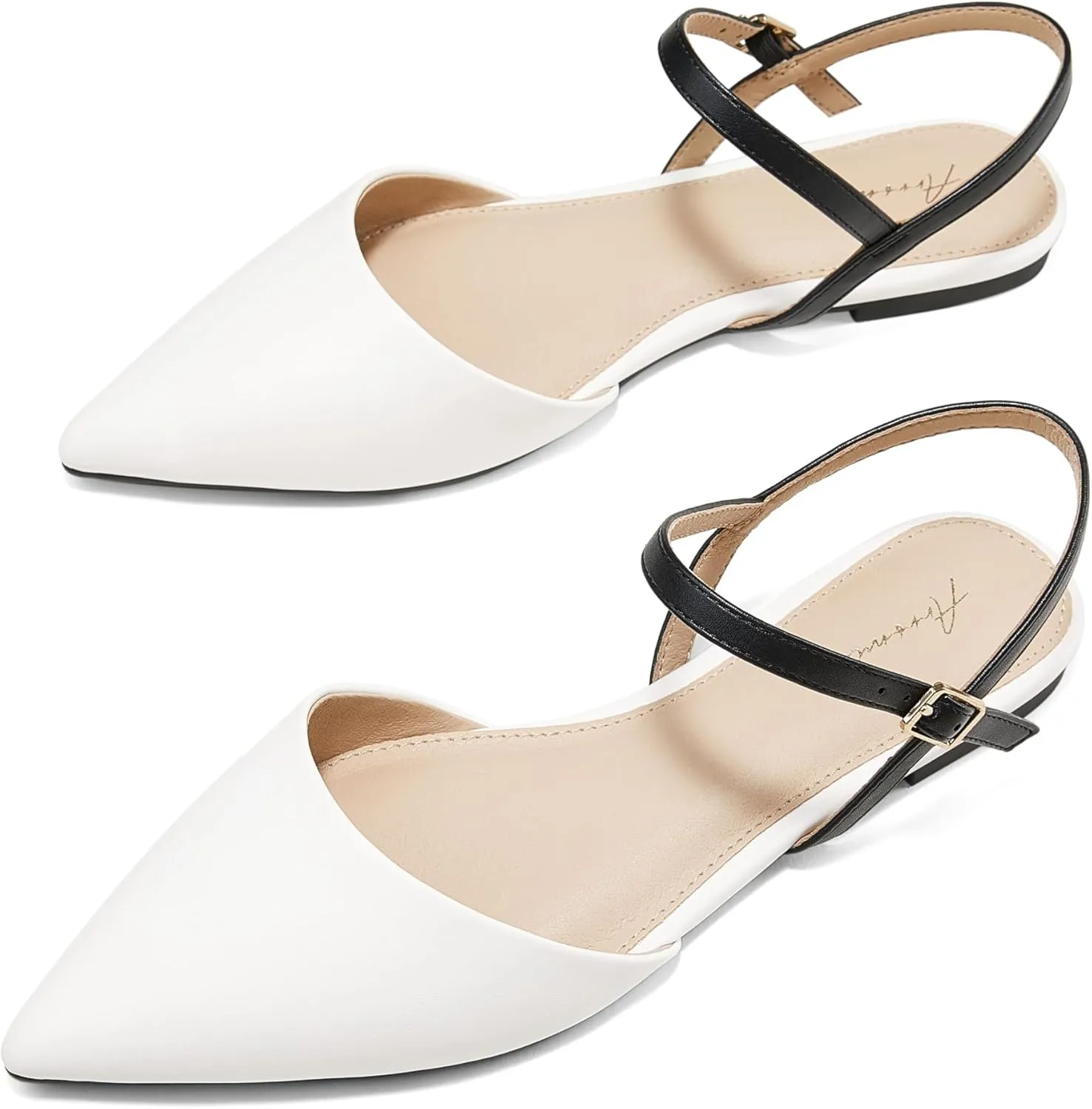 Arromic Women‘s Pointed Toe Slingback Flats Shoes for Work Office Casual Dress