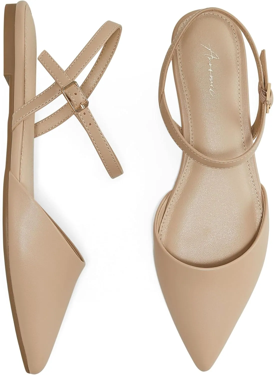 Arromic Women‘s Pointed Toe Slingback Flats Shoes for Work Office Casual Dress