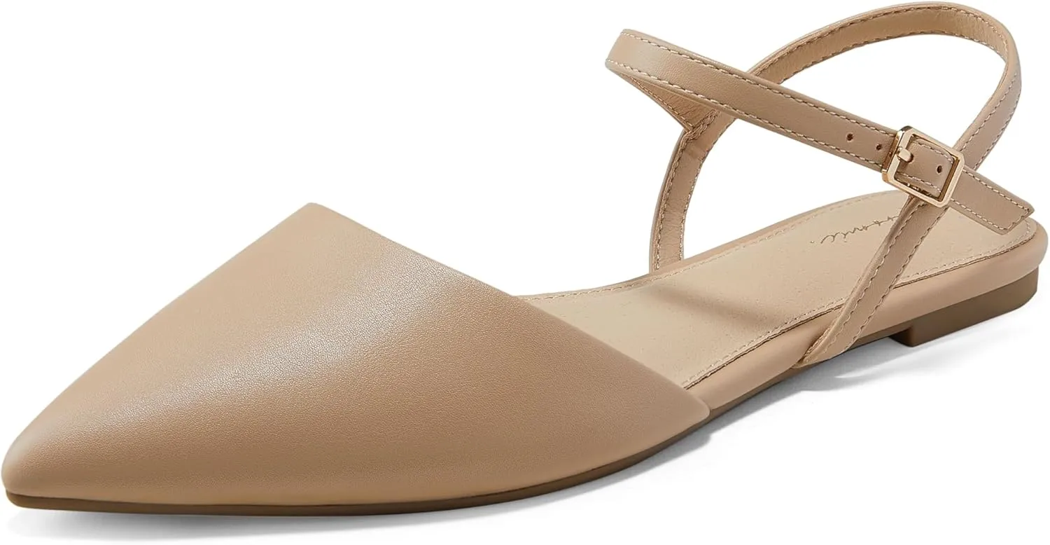 Arromic Women‘s Pointed Toe Slingback Flats Shoes for Work Office Casual Dress