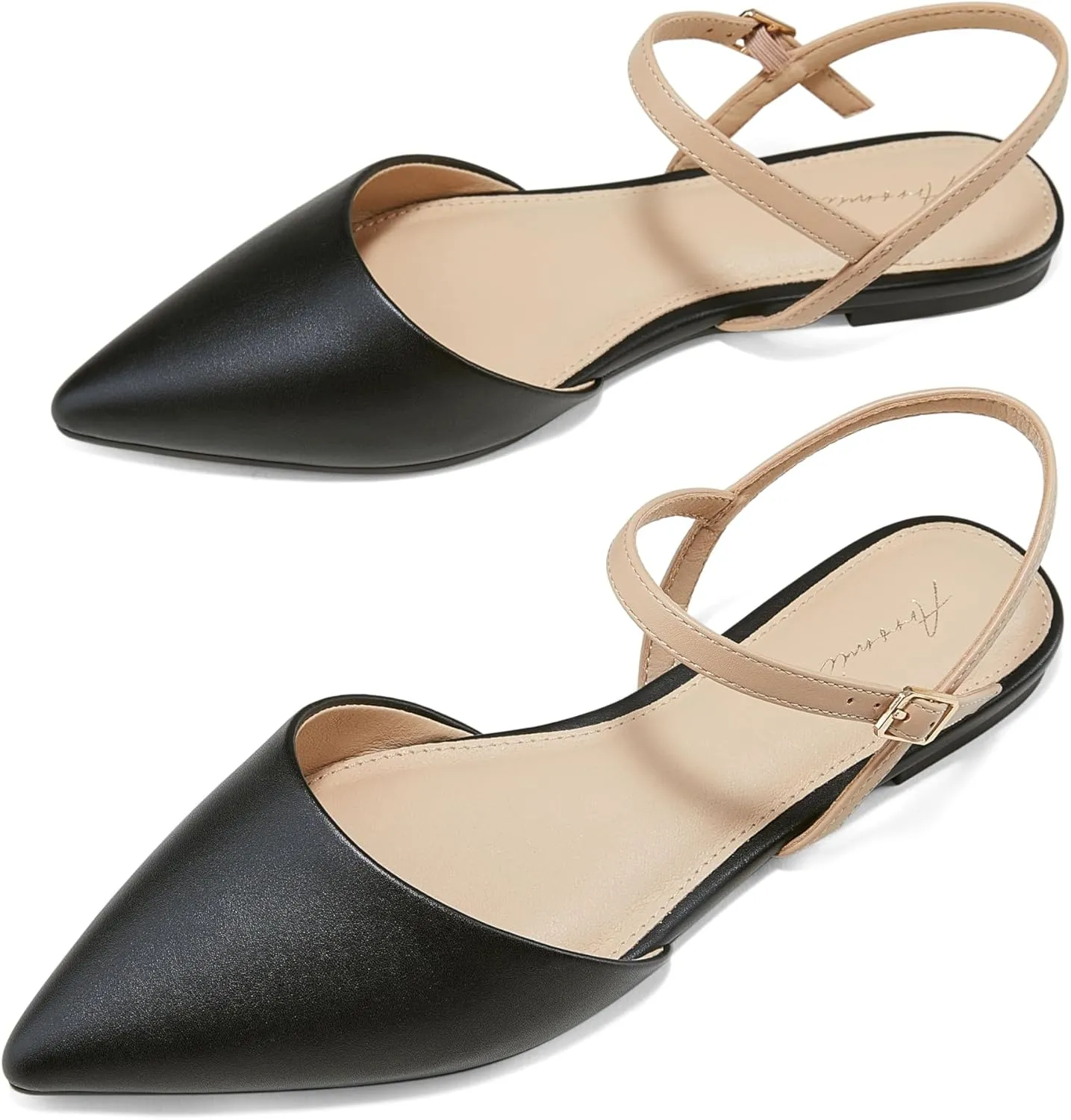 Arromic Women‘s Pointed Toe Slingback Flats Shoes for Work Office Casual Dress