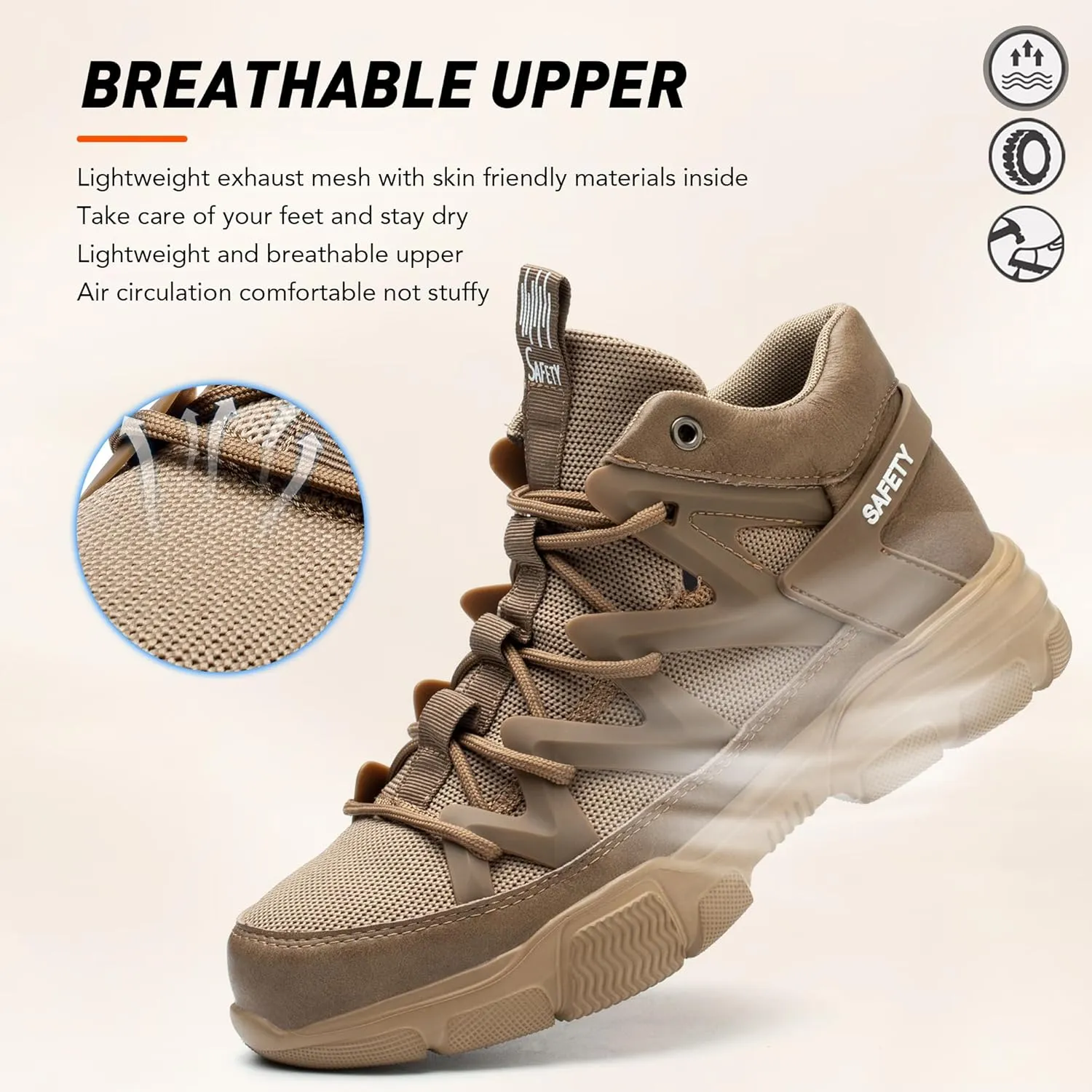 Asiman Steel Toe Shoes for Men Women Indestructible Lightweight Comfortable Safety Work Shoes Slip-Resistant Composite Toe Construction Boots