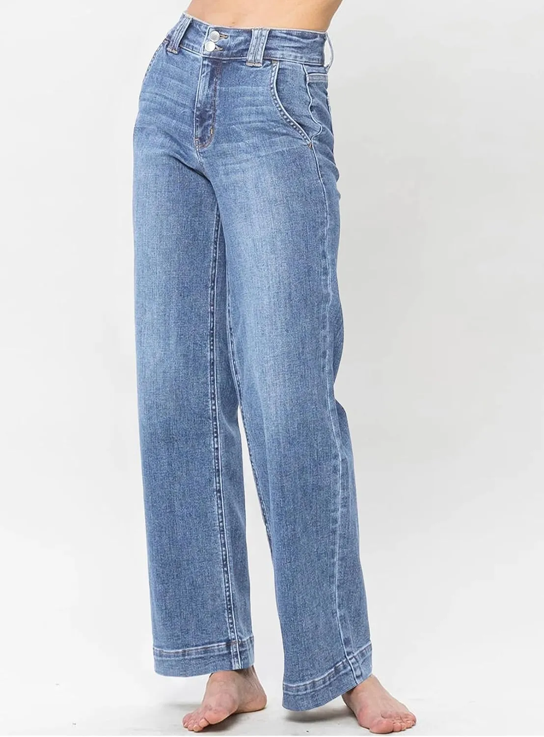 Astylish Jeans for Women Wide Leg High Waisted Stretchy Straight Leg Jean Baggy Trendy 2025 Denim Pants with Slanted Pockets