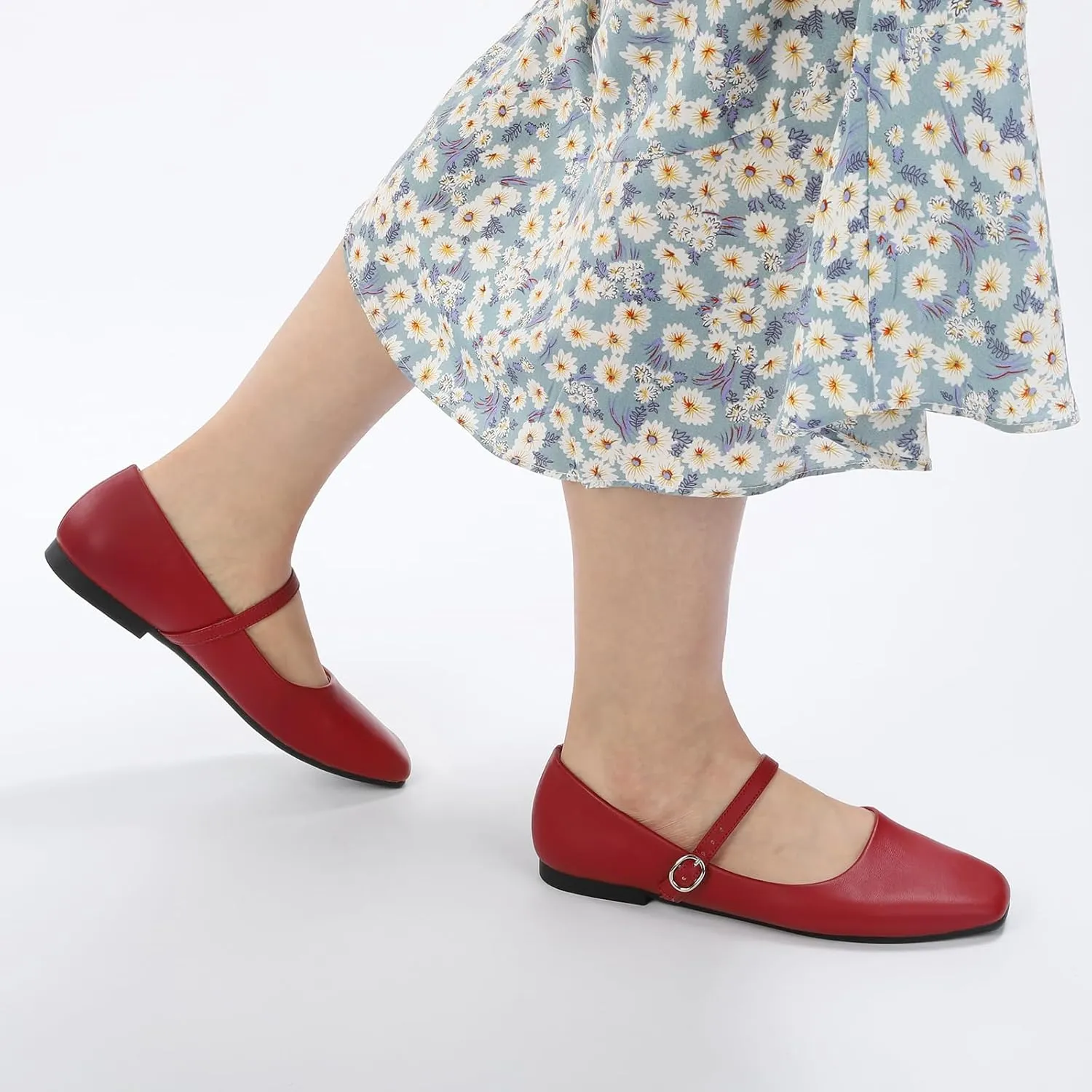 ATHMILE Mary Jane Shoes Women Ballet Flats Shoes for Women Slip on Comfortable Dressy Adjustable Strap for Work Office Business Casual