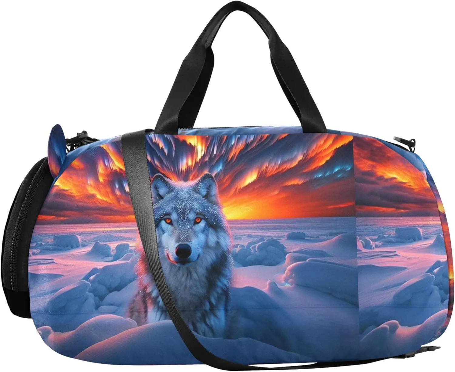 Aurora and Wolf Girls Tote Duffle Bags Travel Weekender Overnight Boys Carry on Duffel Kids Duffle Bag