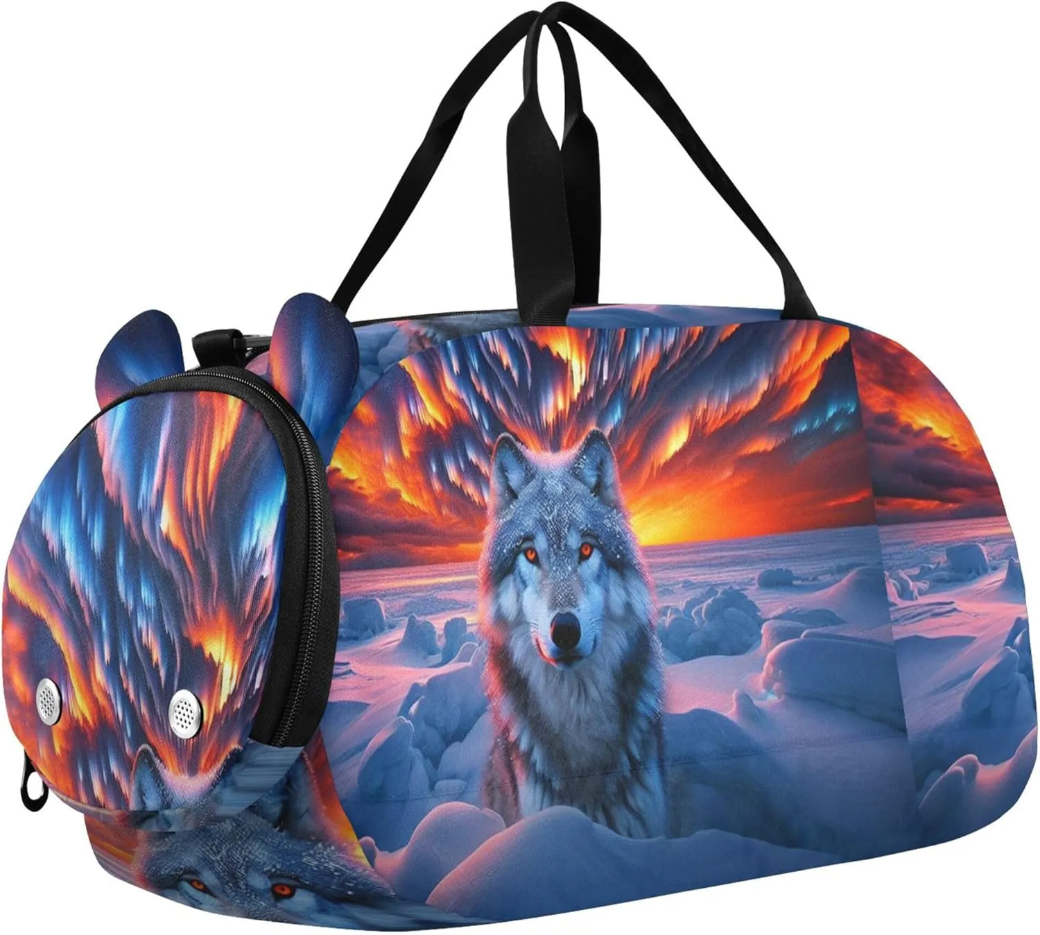 Aurora and Wolf Girls Tote Duffle Bags Travel Weekender Overnight Boys Carry on Duffel Kids Duffle Bag