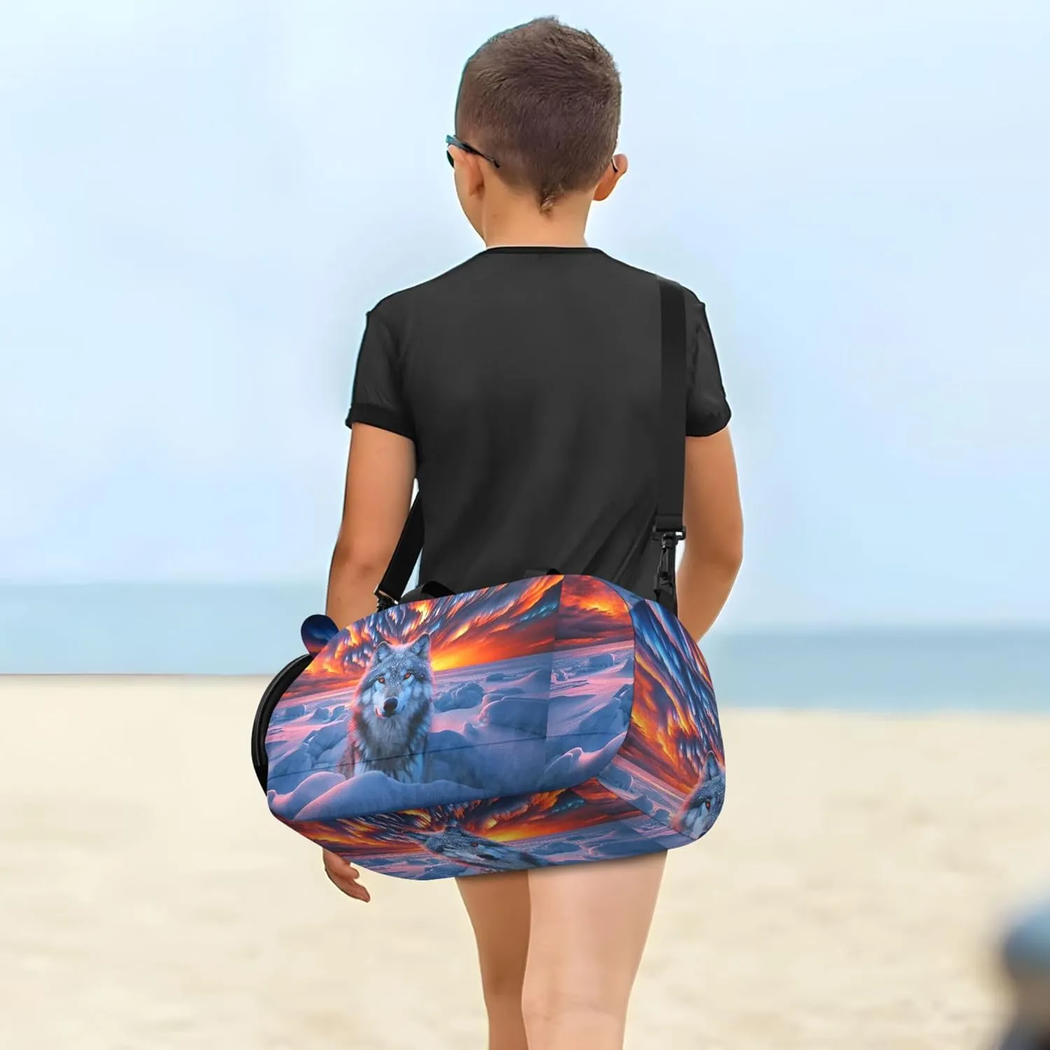 Aurora and Wolf Girls Tote Duffle Bags Travel Weekender Overnight Boys Carry on Duffel Kids Duffle Bag