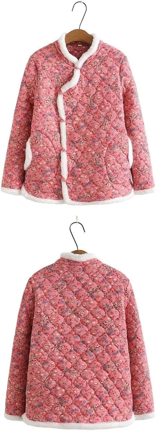 Autumn and Winter Women's Cotton Clothes Retro Chinese Northeast Big Flower Cotton Clothes Mom's Clothing