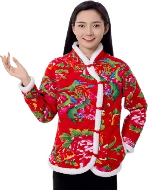 Autumn and Winter Women's Cotton Clothes Retro Chinese Northeast Big Flower Cotton Clothes Mom's Clothing