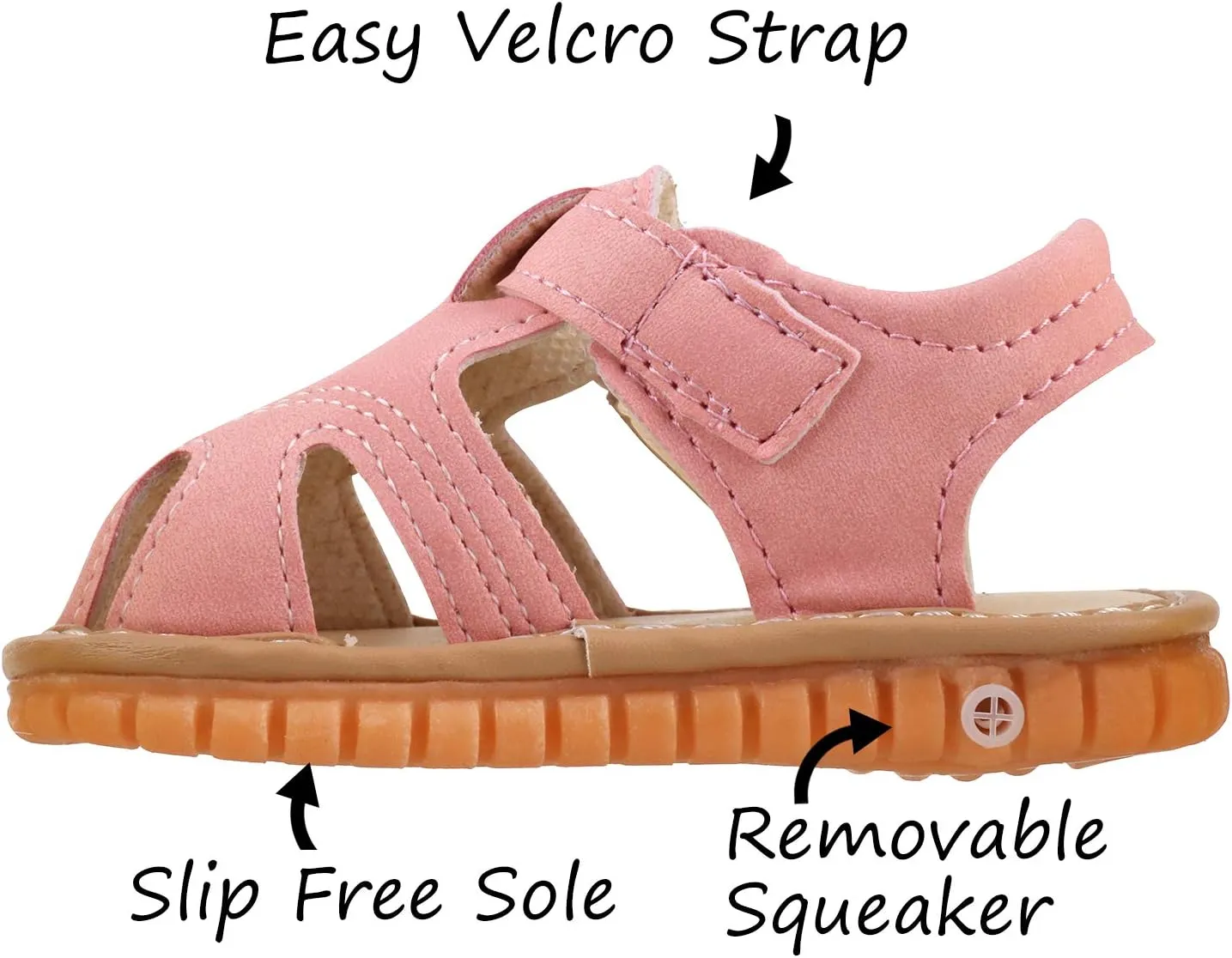 Baby Boys Girls Squeaky Sandals Summer Closed-Toe Anti-Slip Premium Rubber Sole Toddler First Walkers Shoes
