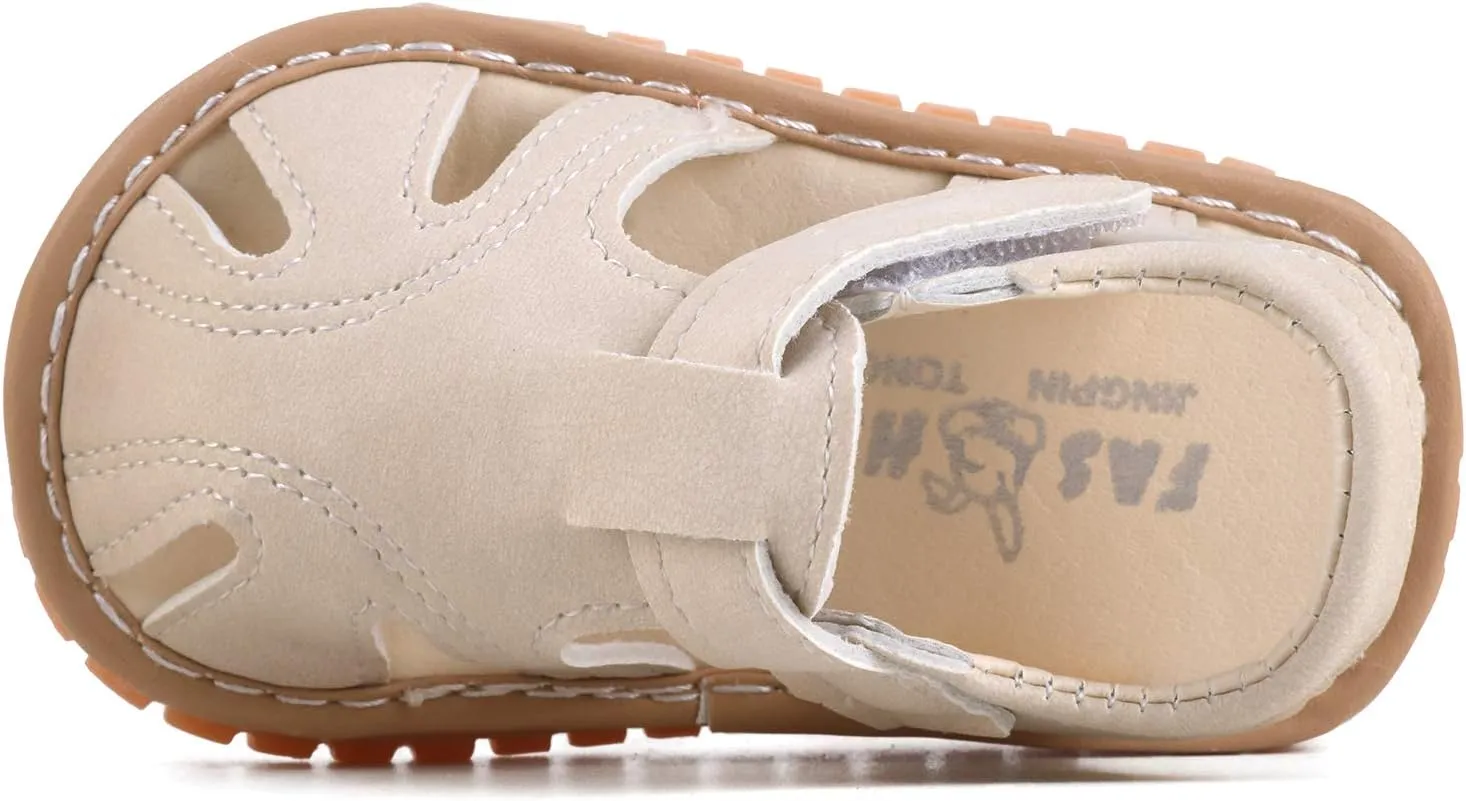 Baby Boys Girls Squeaky Sandals Summer Closed-Toe Anti-Slip Premium Rubber Sole Toddler First Walkers Shoes