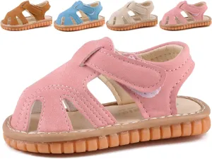 Baby Boys Girls Squeaky Sandals Summer Closed-Toe Anti-Slip Premium Rubber Sole Toddler First Walkers Shoes