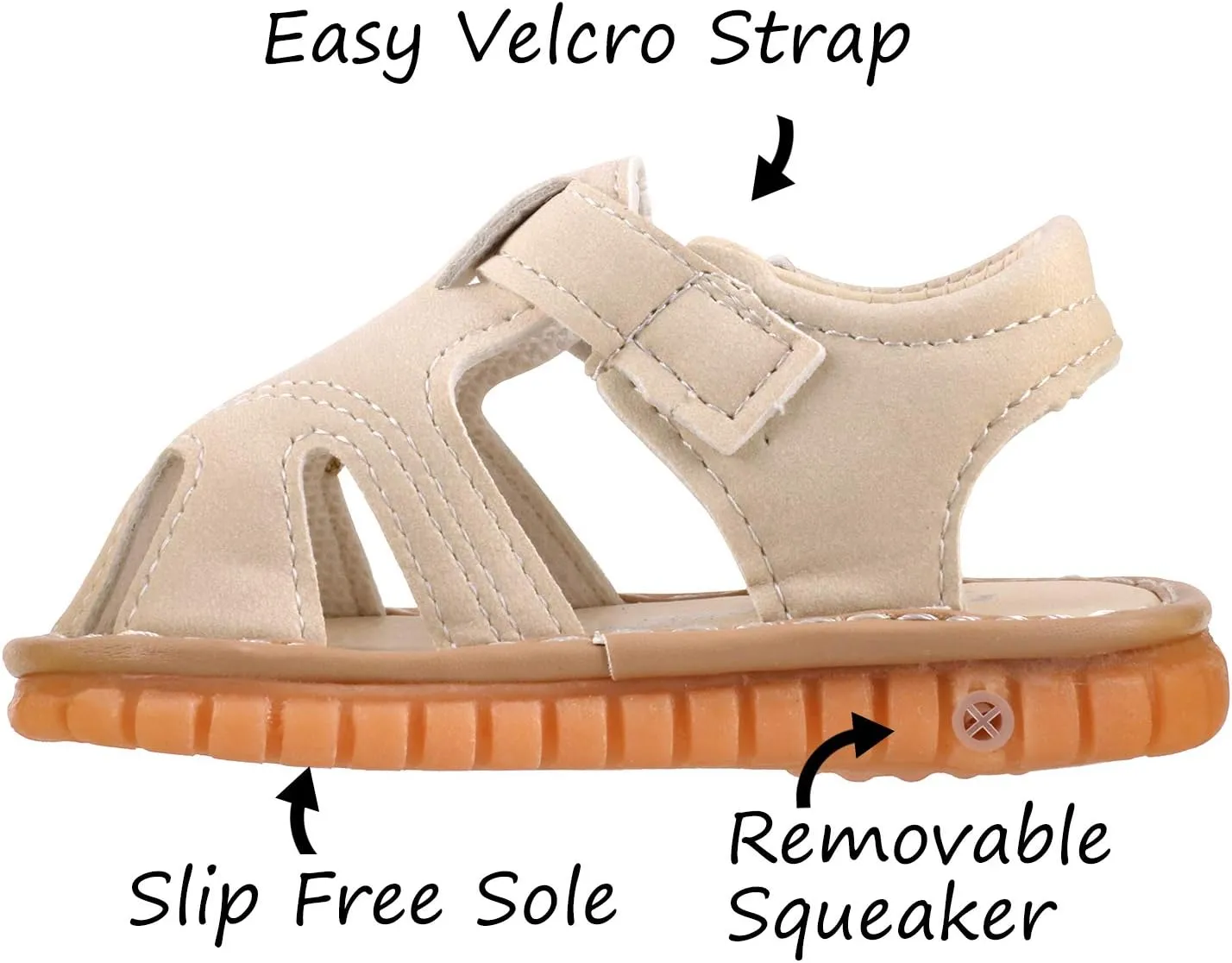 Baby Boys Girls Squeaky Sandals Summer Closed-Toe Anti-Slip Premium Rubber Sole Toddler First Walkers Shoes