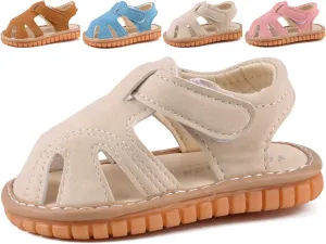 Baby Boys Girls Squeaky Sandals Summer Closed-Toe Anti-Slip Premium Rubber Sole Toddler First Walkers Shoes