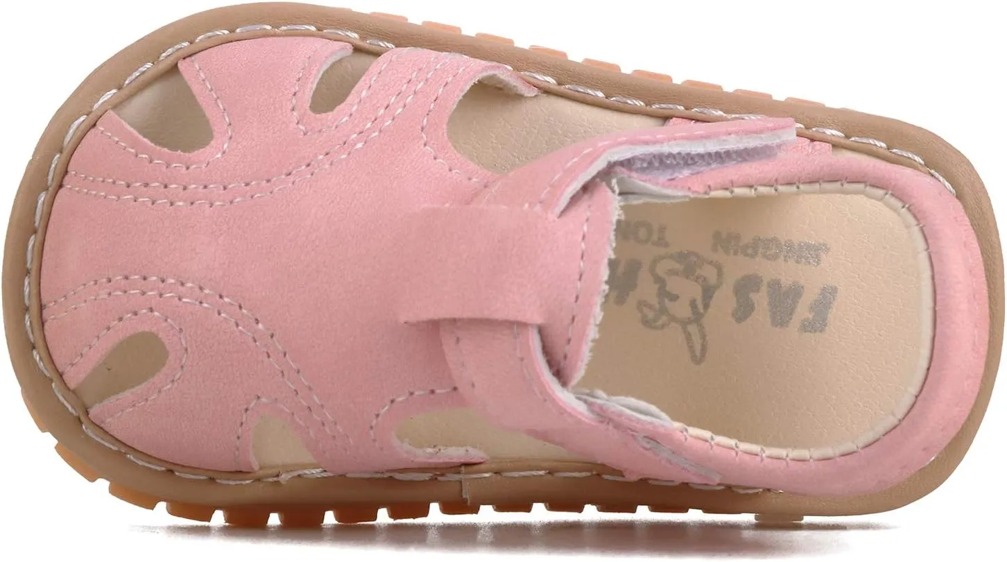 Baby Boys Girls Squeaky Sandals Summer Closed-Toe Anti-Slip Premium Rubber Sole Toddler First Walkers Shoes