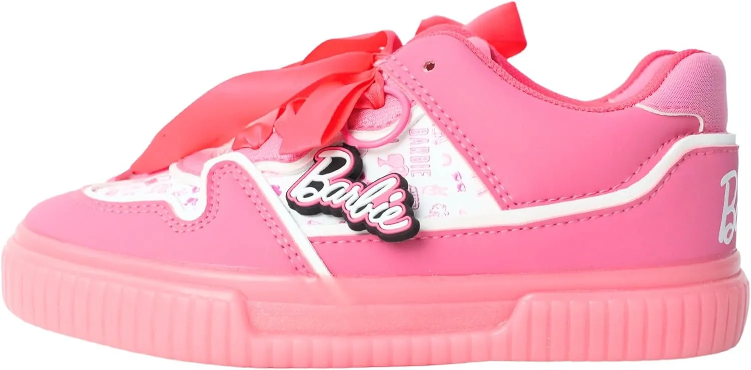 Barbie Girls Lowtop Sneakers Shoes Athletic Pink and White Sizes 11-3 (Little Kid/Big Kid)