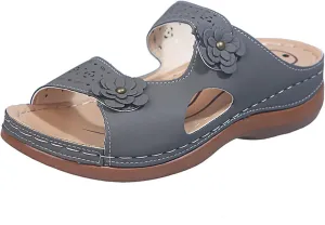 BBPM Sandals Womens Summer Soft Footbed Orthotics Sandals Flower Embroidered Vintage Orthotic Slides Non-Slip Wedge Orthopedic Sandals Summer Beach Rubber Soft Sole