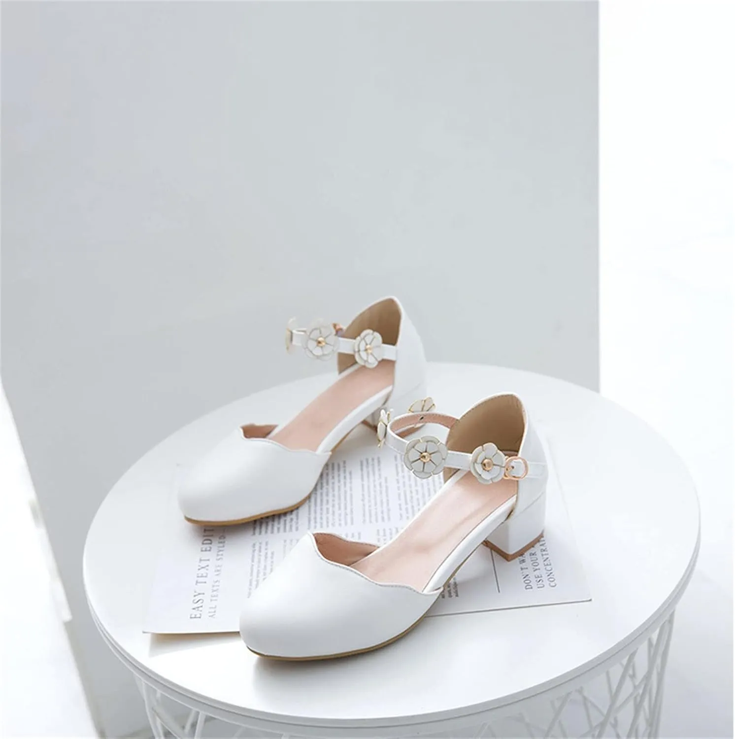 Big Kids Girls Mary 𝙹ane Dress Shoes Pumps Low Heels Flower High School Prom Shoes Kids Summer Sandals