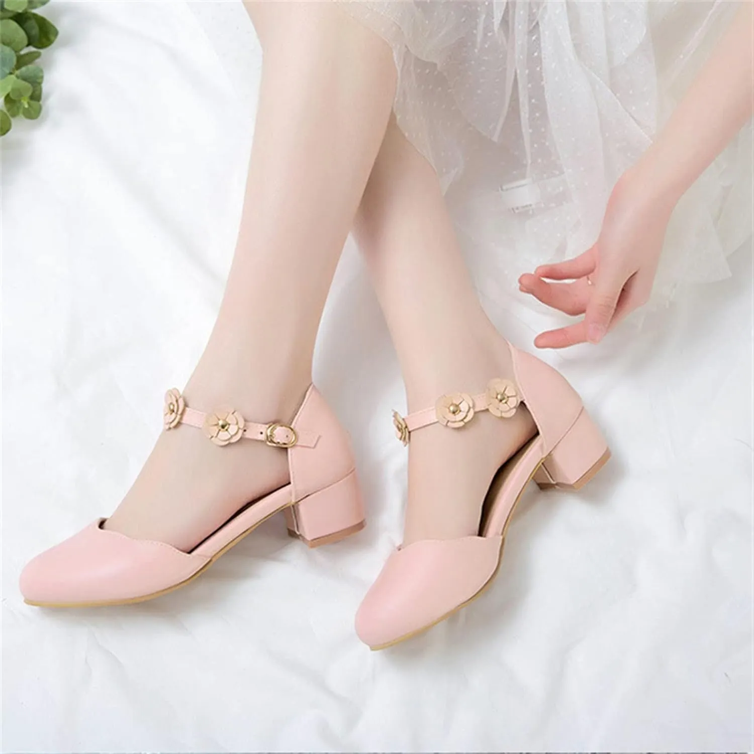 Big Kids Girls Mary 𝙹ane Dress Shoes Pumps Low Heels Flower High School Prom Shoes Kids Summer Sandals