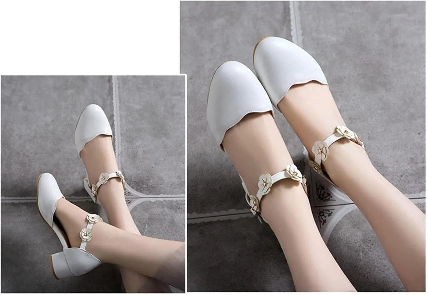 Big Kids Girls Mary 𝙹ane Dress Shoes Pumps Low Heels Flower High School Prom Shoes Kids Summer Sandals
