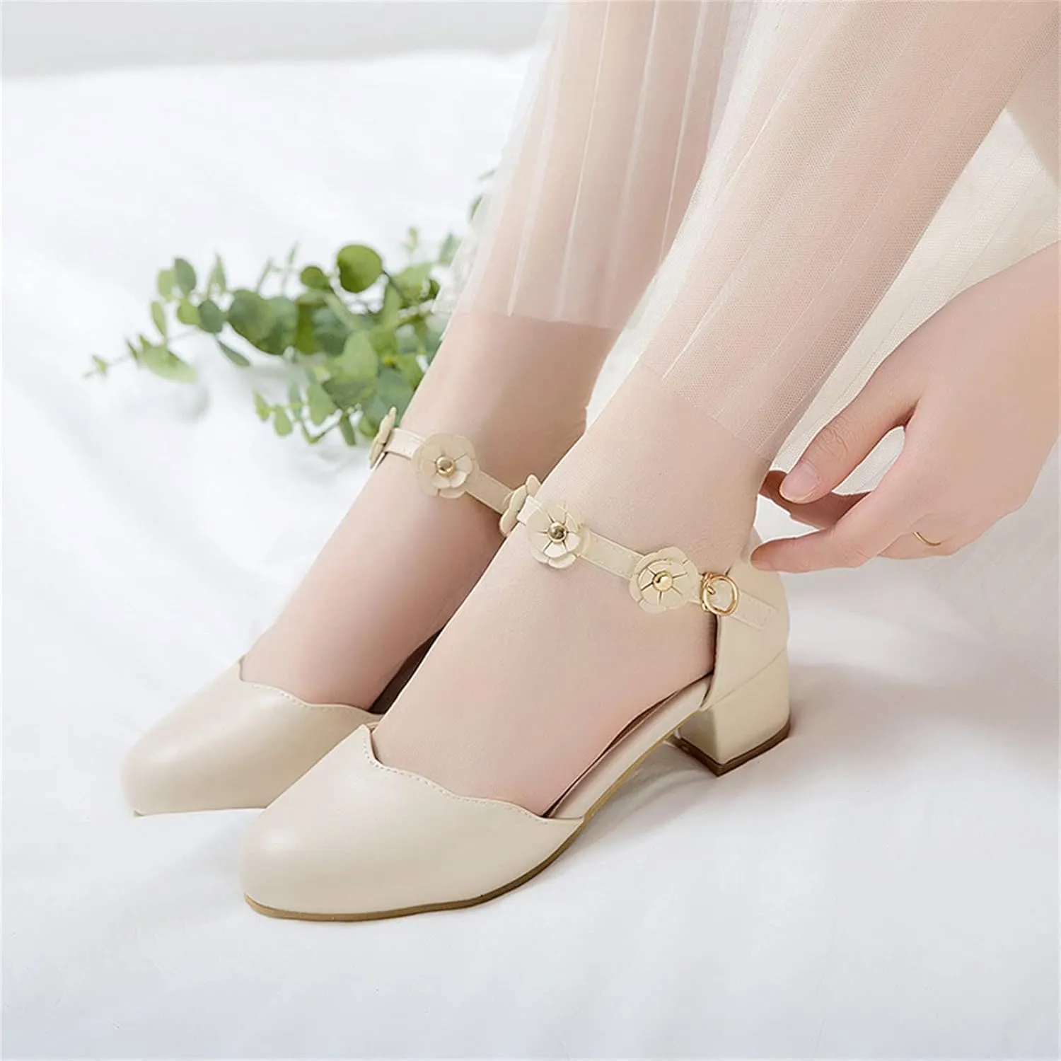 Big Kids Girls Mary 𝙹ane Dress Shoes Pumps Low Heels Flower High School Prom Shoes Kids Summer Sandals