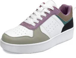 Bigwow Fashion Women's Sneakers Faux PU Leather Lace-Up Platform Low Top Sneaker Comfy Non-Slip Spring Casual Walking Shoes