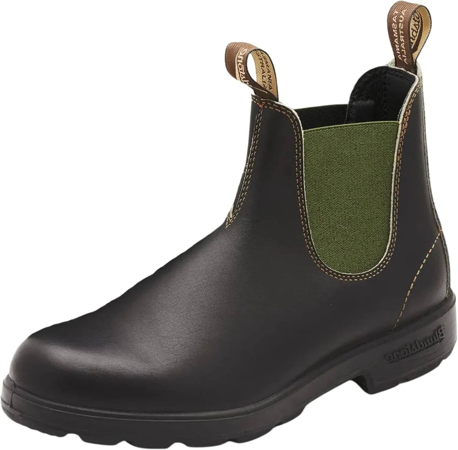 Blundstone Original 519 Series Unisex Chelsea Boots with Premium Water Resistant Leather and Cushioned Midsoles, Stout Brown/Olive, 10.5 US Men / 12.5 US Women / 9.5 AU
