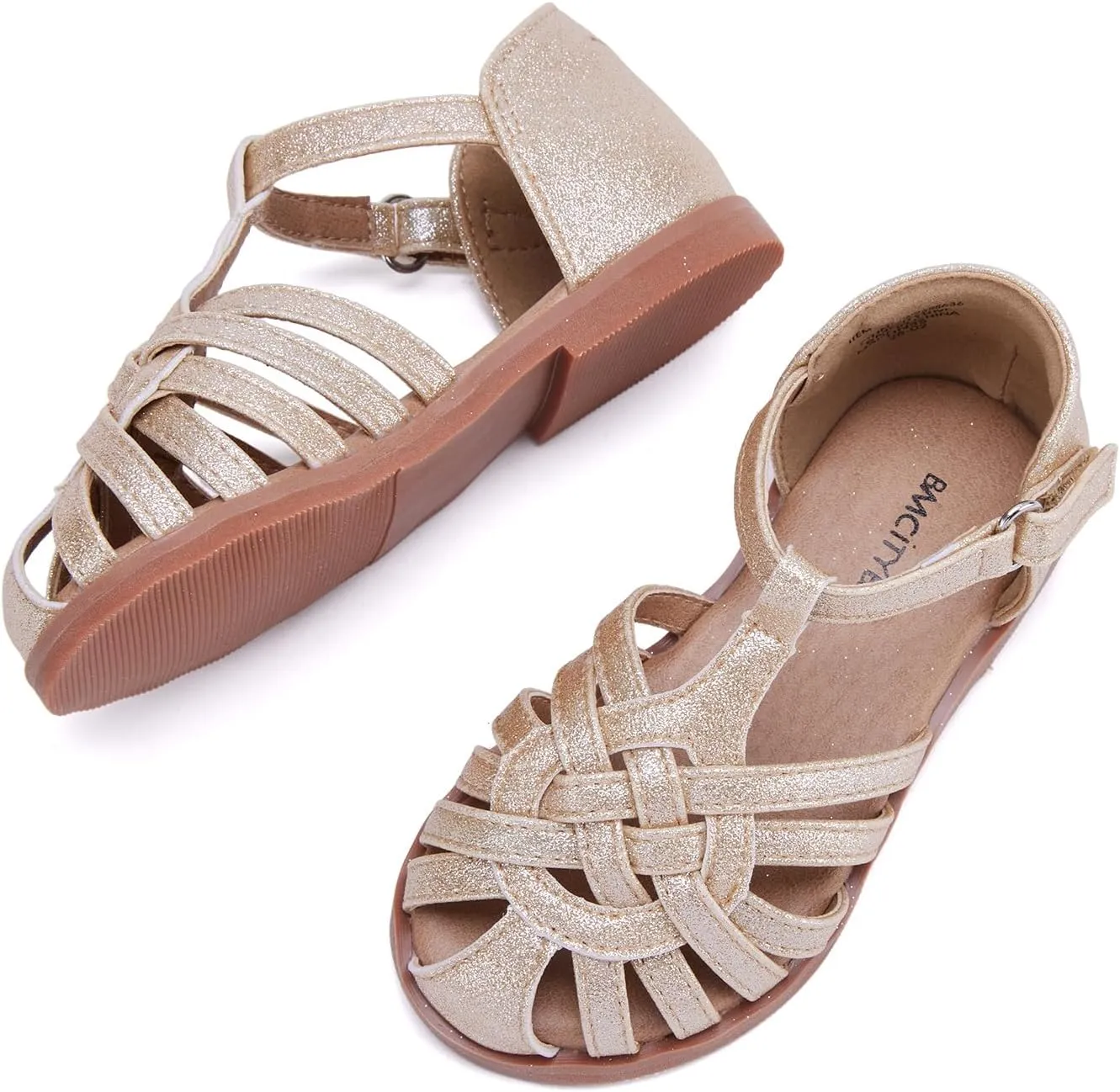 BMCiTYBM Toddler Girls Sandals Closed Toe Princess Flat Shoes Summer Glitter Dressy Sandals