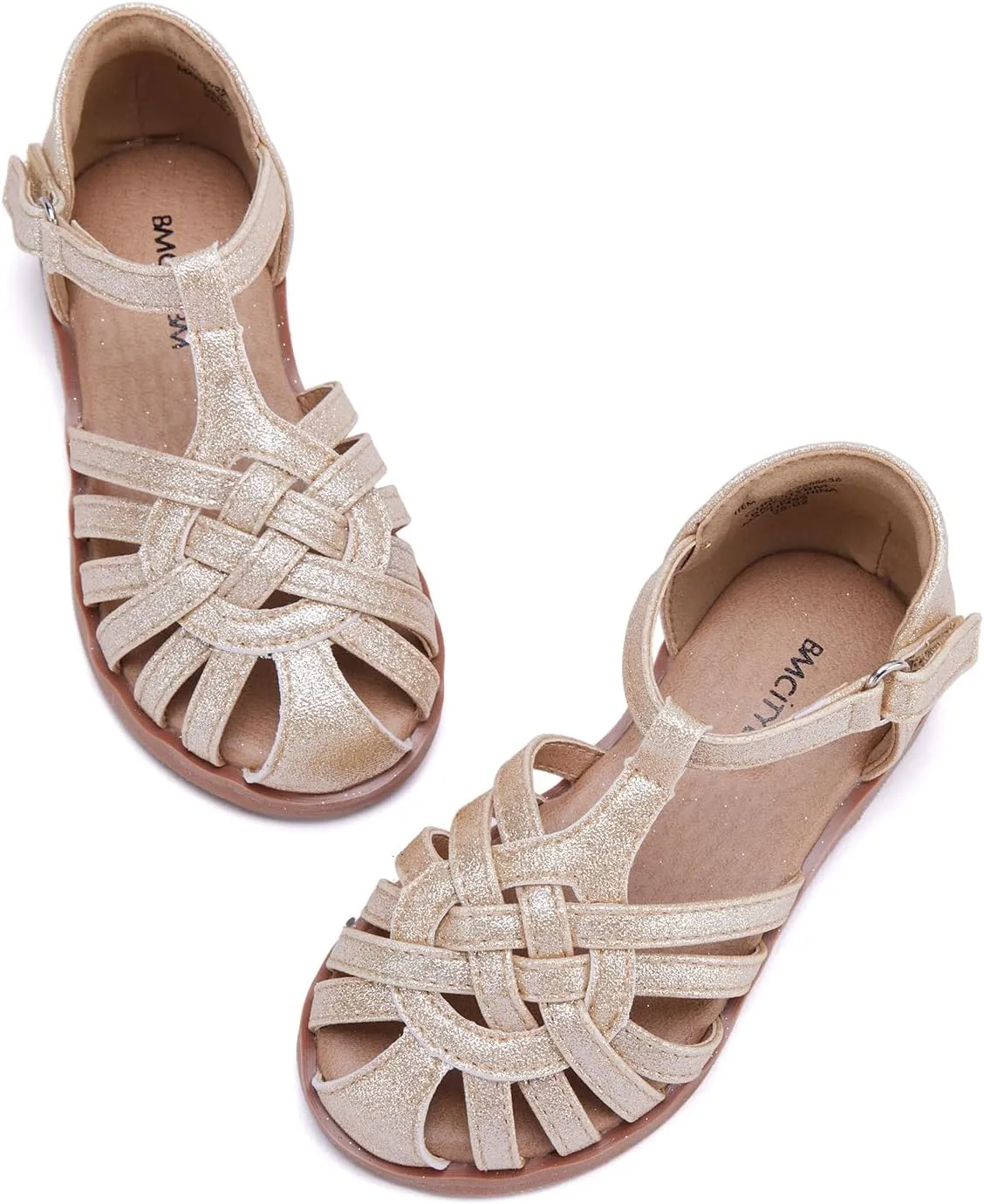 BMCiTYBM Toddler Girls Sandals Closed Toe Princess Flat Shoes Summer Glitter Dressy Sandals