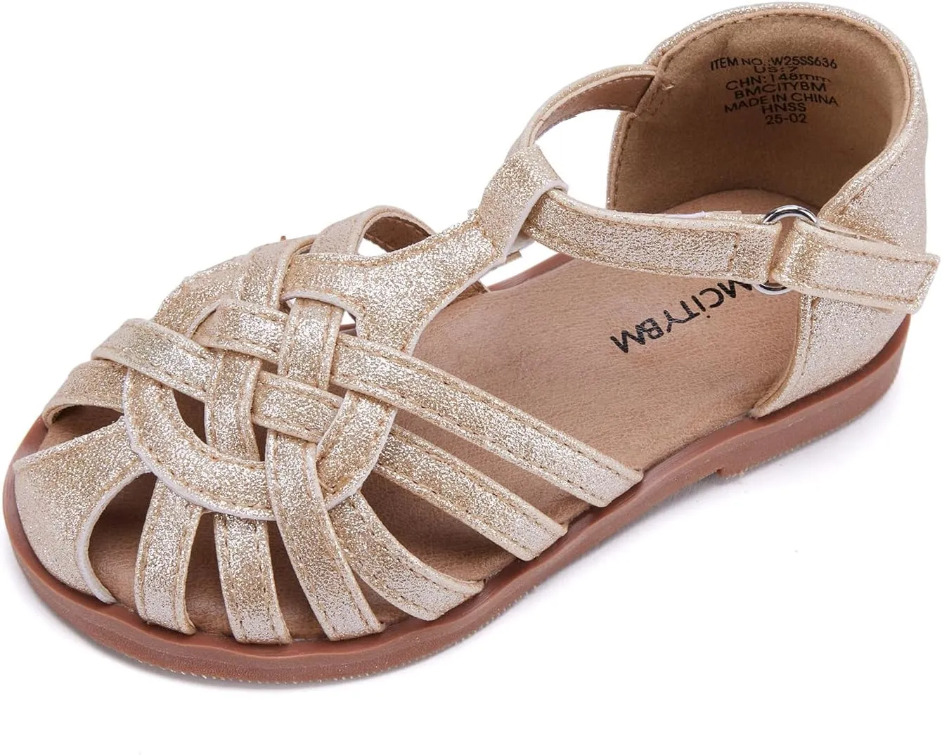 BMCiTYBM Toddler Girls Sandals Closed Toe Princess Flat Shoes Summer Glitter Dressy Sandals