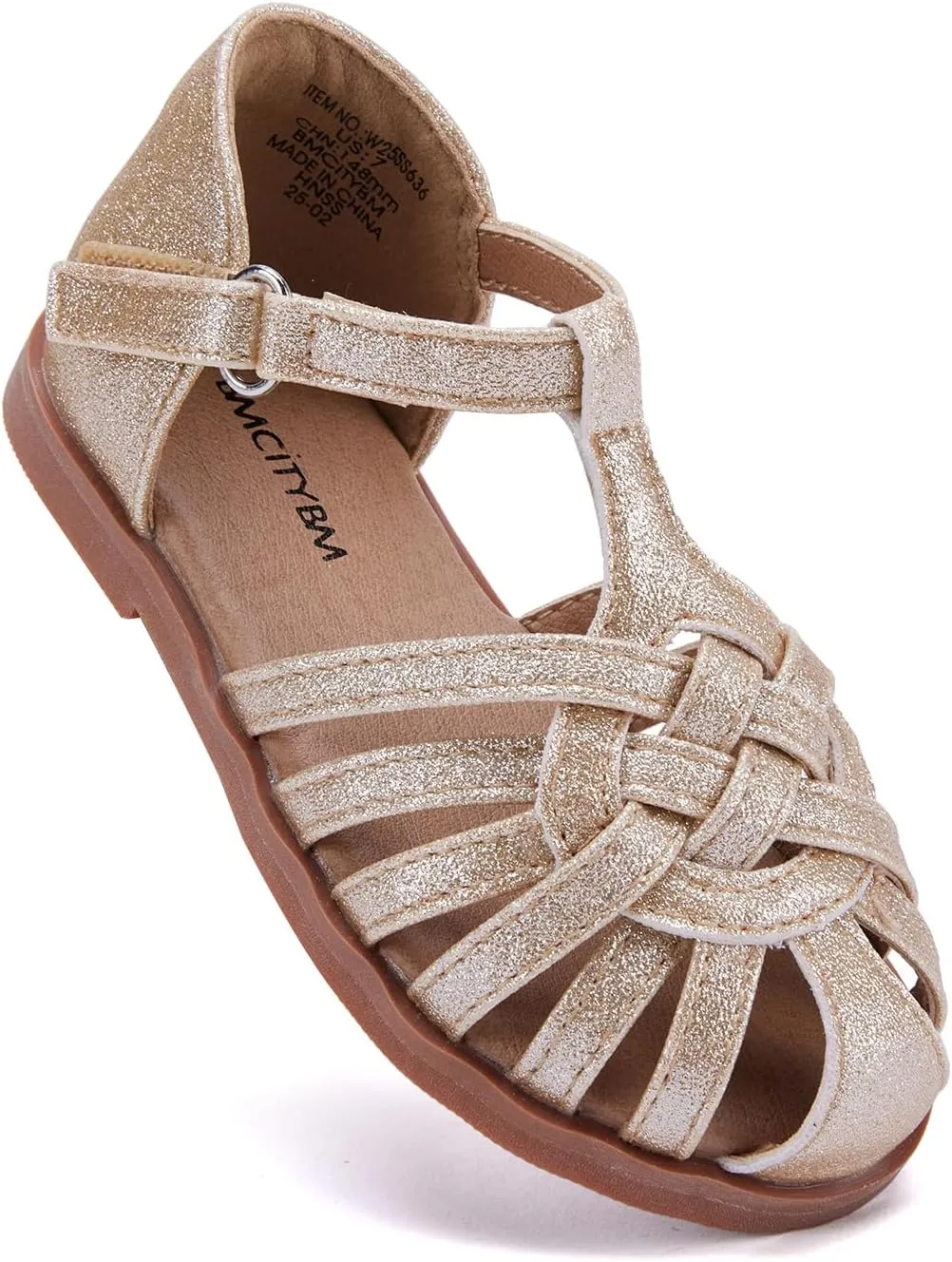 BMCiTYBM Toddler Girls Sandals Closed Toe Princess Flat Shoes Summer Glitter Dressy Sandals
