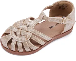 BMCiTYBM Toddler Girls Sandals Closed Toe Princess Flat Shoes Summer Glitter Dressy Sandals