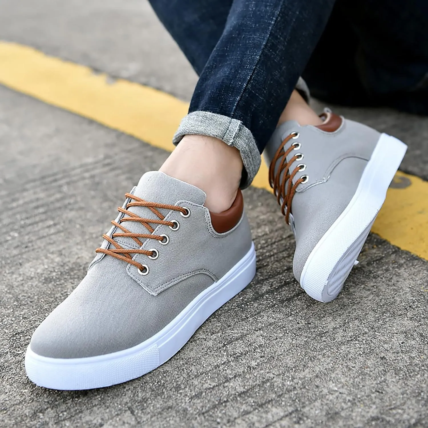 BORAMAX Men's Black Low Top Shoes Canvas Sneaker with Soft Insole Causal Dress Shoes for Men Comfortable Walking Shoes
