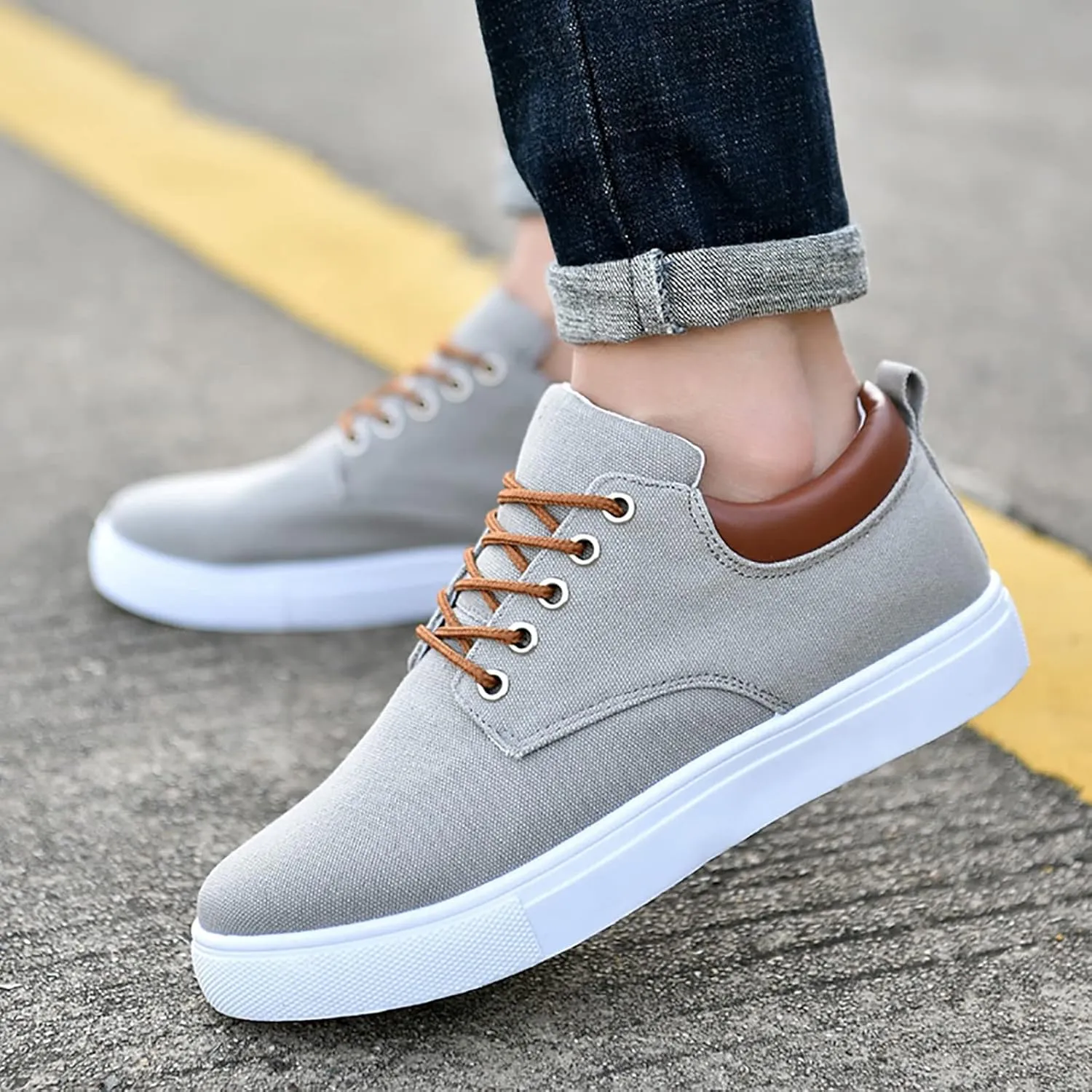 BORAMAX Men's Black Low Top Shoes Canvas Sneaker with Soft Insole Causal Dress Shoes for Men Comfortable Walking Shoes